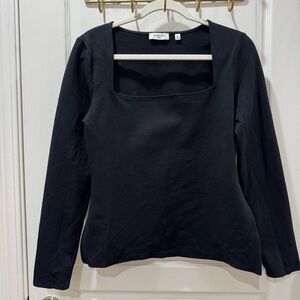 Aritzia Babaton Black Long Sleeve Square Neck Top